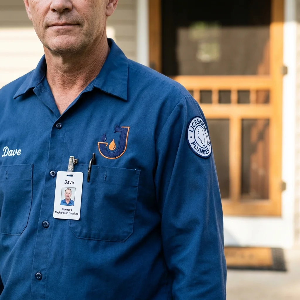 Licensed plumber showing ID badge in Trempealeau, WI