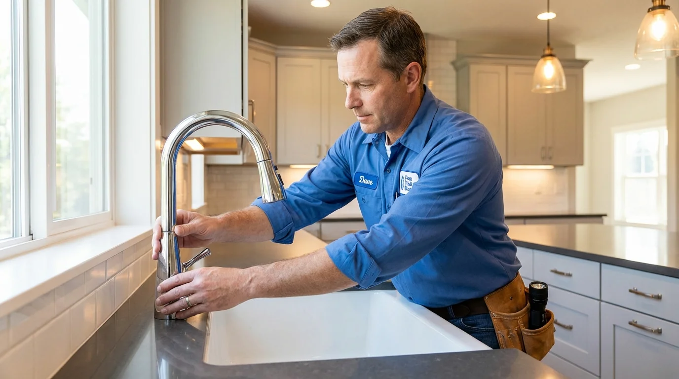 Kitchen faucet installation by Johns Plumbing LLC in Trempealeau