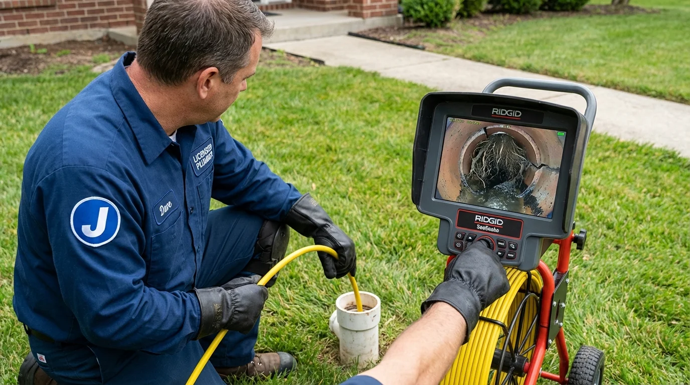 Sewer camera inspection being performed by Johns Plumbing LLC in Trempealeau