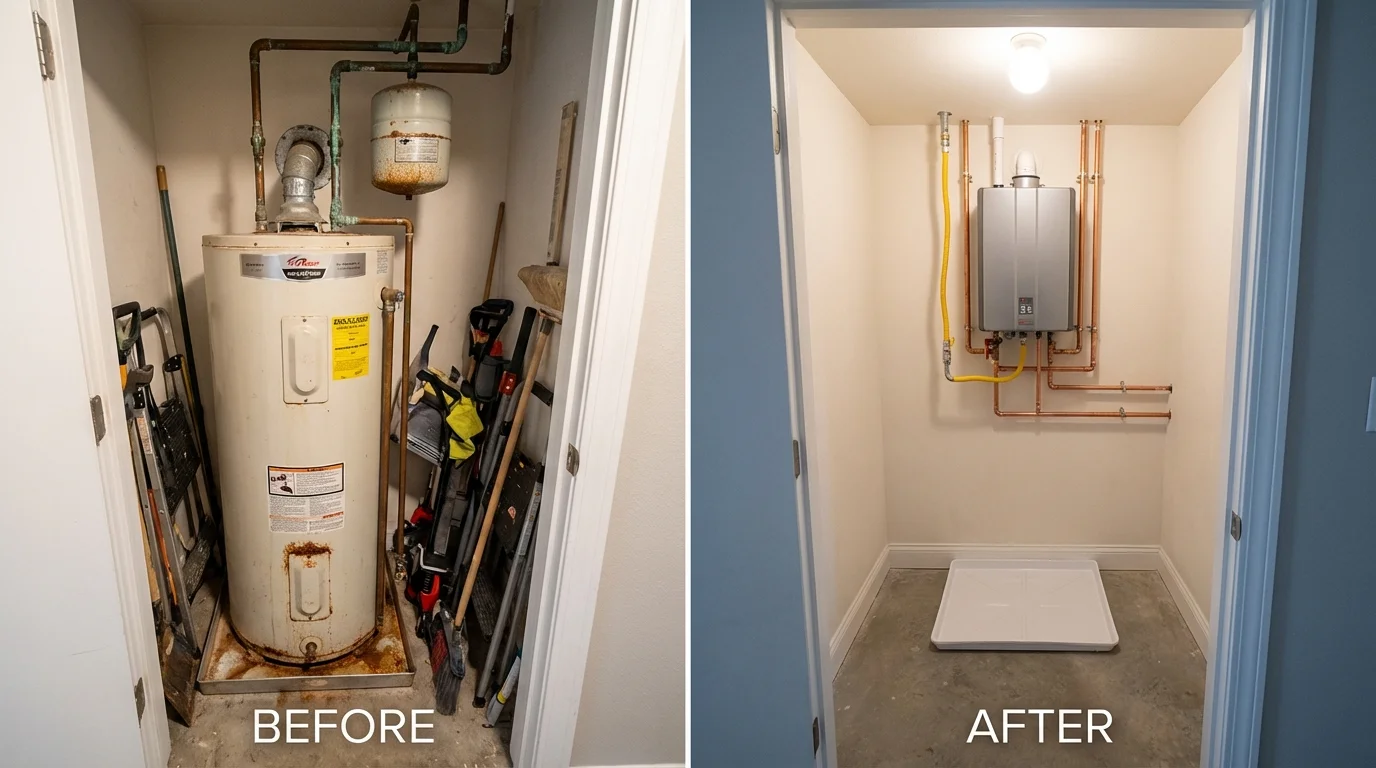 Tank water heater versus wall-mounted tankless unit comparison for Trempealeau, WI homeowners
